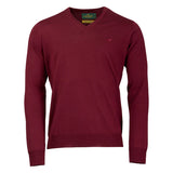 Laksen Sussex, merino herentrui met V-hals, bordeaux