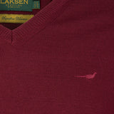 Laksen Sussex, merino herentrui met V-hals, bordeaux