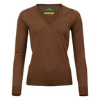 Laksen Camilla, merino damestrui met V-hals, rum