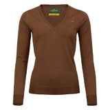 Laksen Camilla, merino damestrui met V-hals, rum