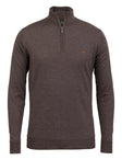 Norfolk zip-neck merino sweater - chocolate