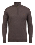 Norfolk zip-neck merino sweater - chocolate