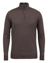 Norfolk zip-neck merino sweater - chocolate