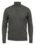 Norfolk zip-neck merino sweater - loden green