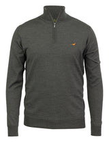 Norfolk zip-neck merino sweater - loden green