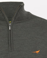 Norfolk zip-neck merino sweater - loden green