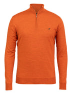 Norfolk Zip Neck Merino Sweater - Orange