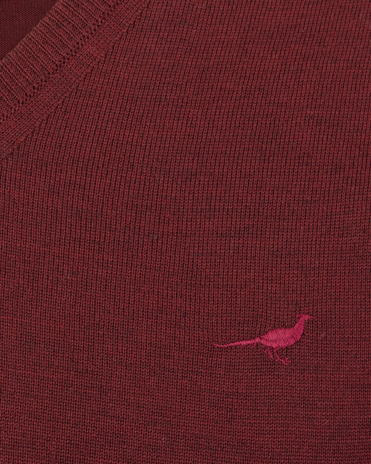 Laksen Sussex, merino herentrui met V-hals, vintage port