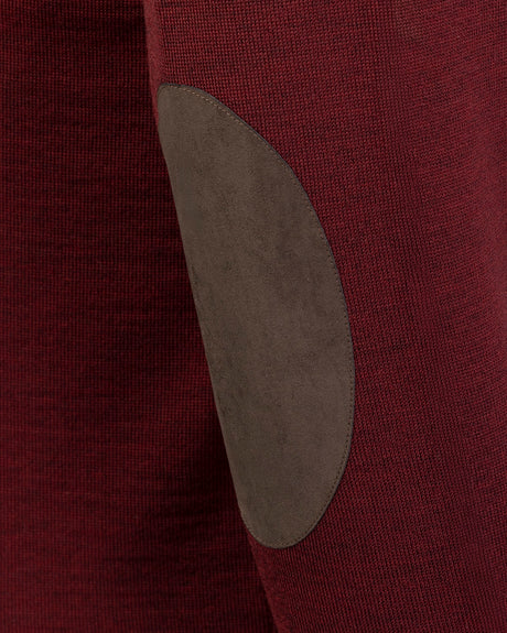 Laksen Sussex, merino herentrui met V-hals, vintage port