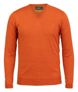 Sussex V-Neck Merino Sweater - Orange
