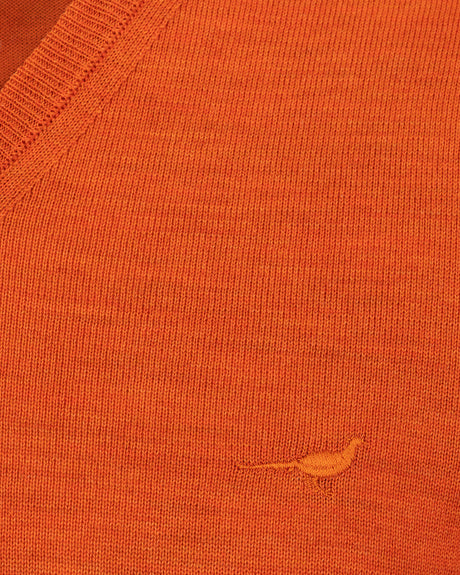 Sussex V-Neck Merino Sweater - Orange