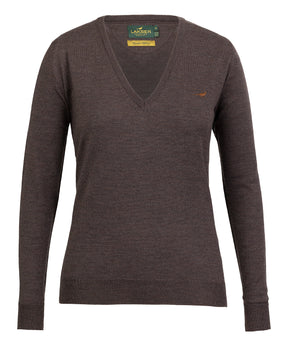 Camilla V-neck Merino Sweater - Chocolate