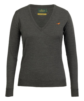 Camilla V-neck Merino Sweater - Loden Green