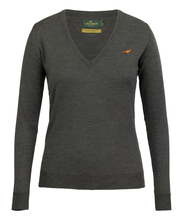 Camilla V-neck Merino Sweater - Loden Green