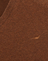Laksen Trent V-Neck, lamswollen herentrui, toffee