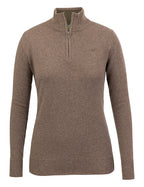 Laksen Tyne Zip-Neck, lamswollen damestrui, camel