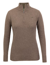 Laksen Tyne Zip-Neck, lamswollen damestrui, camel