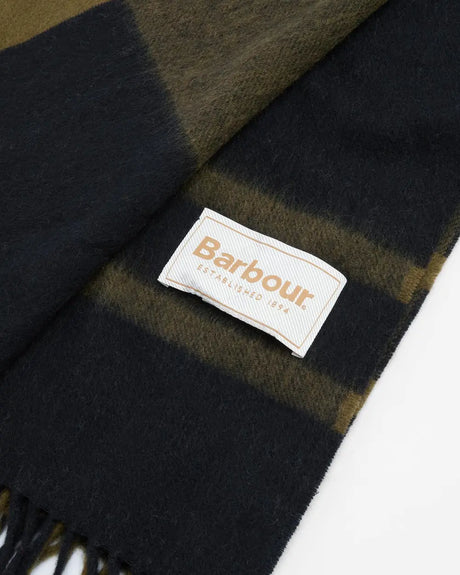 Barbour Maxine Tartan Scarf, black/olive