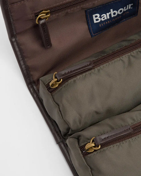 Barbour Wax Hanging Washbag, olive