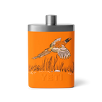Yeti Rambler Flask, king crab orange/upland bird