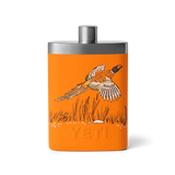 Yeti Rambler Flask, king crab orange/upland bird