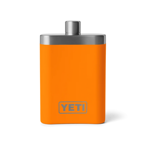 Yeti Rambler Flask, king crab orange/upland bird