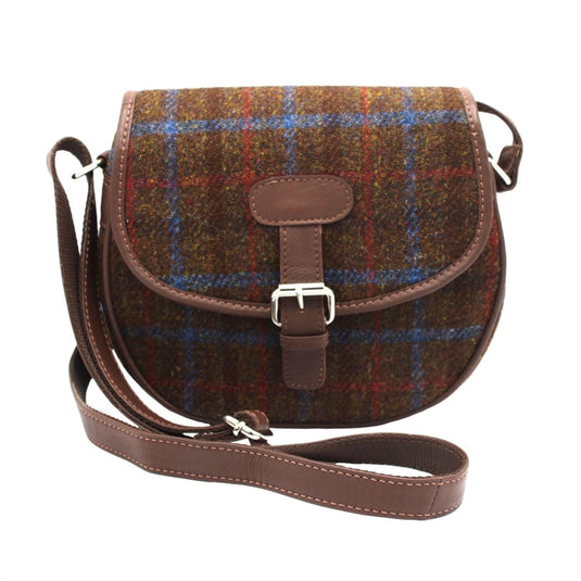 Harris Tweed Rowan Saddle Bag, brown check