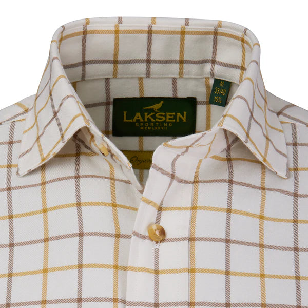 Afbeelding laden in Galerijviewer, Laksen Edgar Brushed Organic Cotton Shirt, gorse/camel

