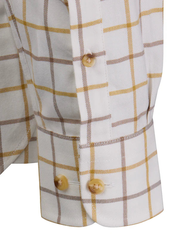 Laksen Edgar Brushed Organic Cotton Shirt, gorse/camel
