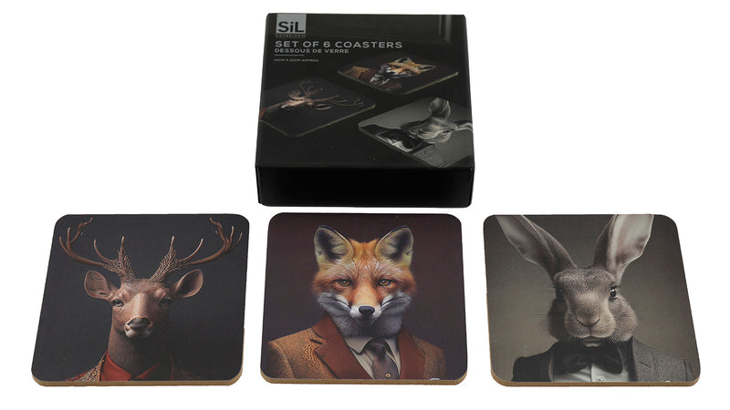 Afbeelding laden in Galerijviewer, Onderzetters, set van 6, &quot;Wild Gentlemen&quot;
