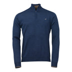 Laksen Norfolk, merino herentrui met rits, cornflower