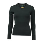 Laksen Carnaby, merino damestrui met V-hals, olive