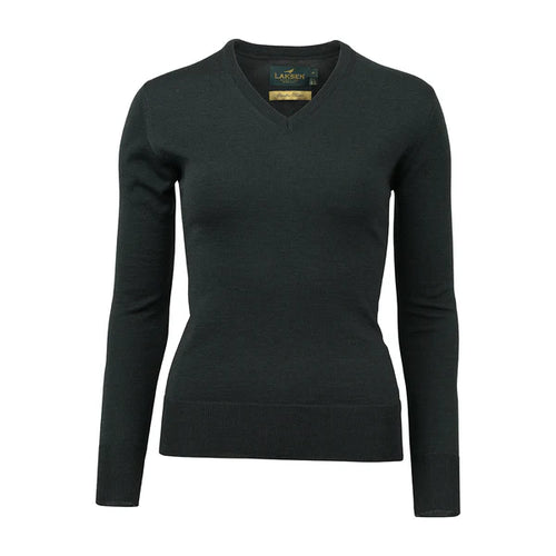Laksen Carnaby, merino damestrui met V-hals, olive
