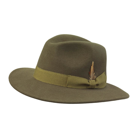 Laksen Heritage Fedora Cashmere Hat, loden