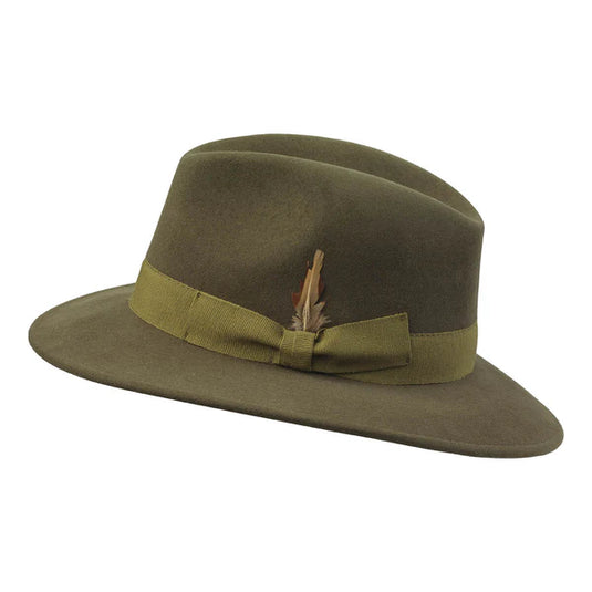 Laksen Heritage Fedora Cashmere Hat, loden