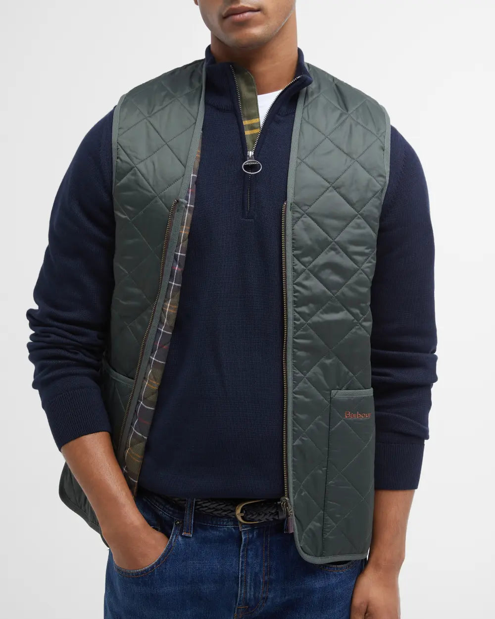 Barbour Quilted Waistcoat/Zip, classic olive