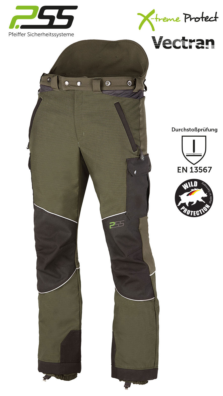 PSS Beschermingsbroek wilde zwijnen, groen/zwart