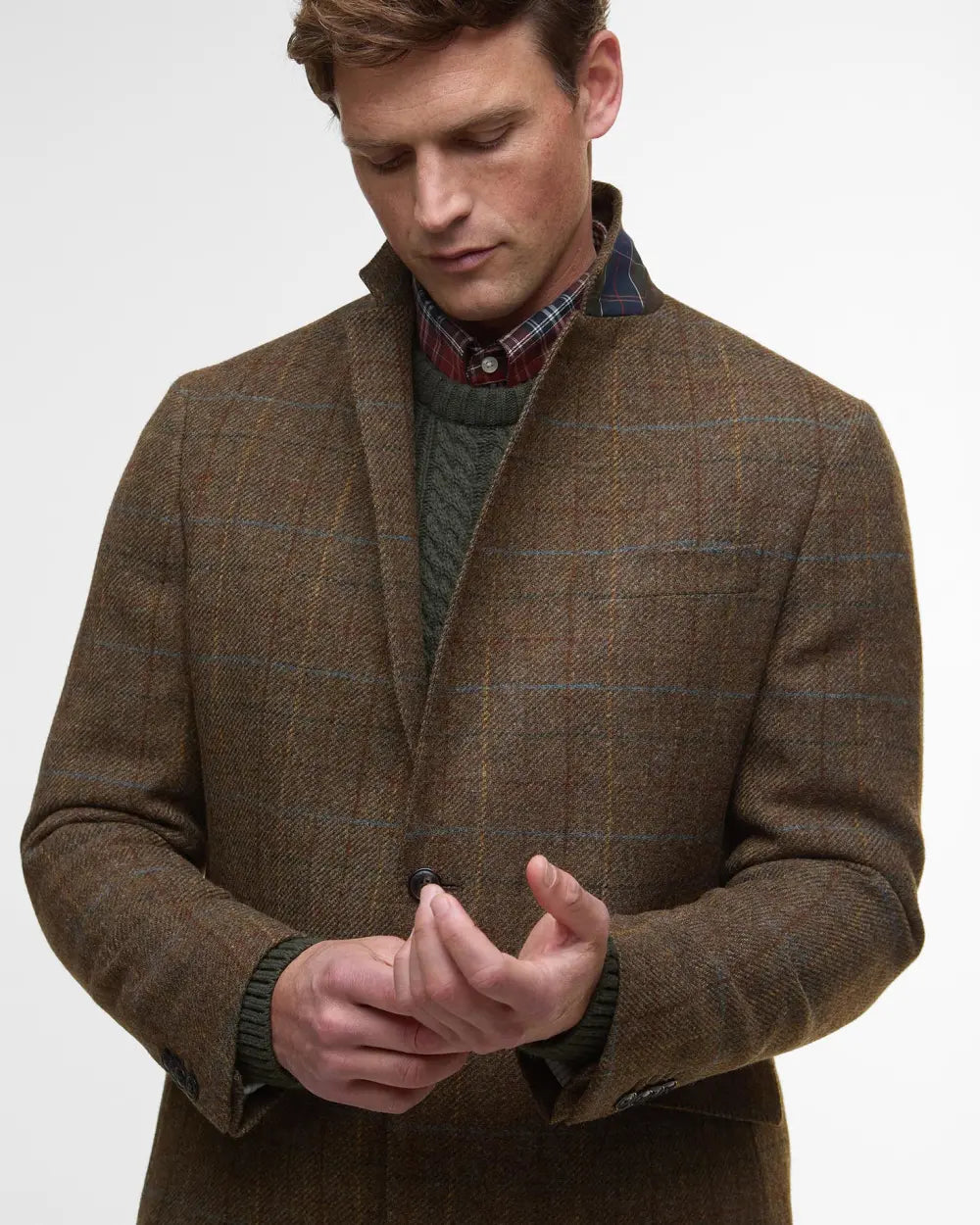 Barbour Sullivan Moons Check Blazer, brown