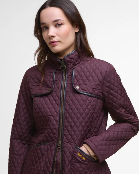 Barbour Dahlia Quilted Jacket, black cherry