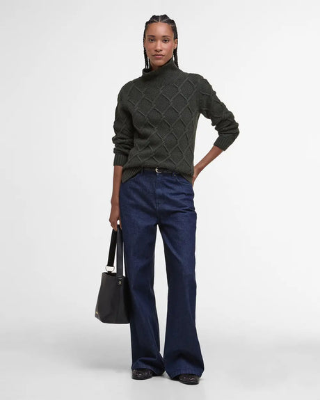 Barbour Burne Roll Neck Knitted Jumper, olive