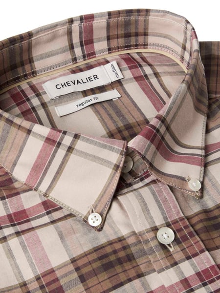 Betley Regular Fit Shirt Men Millet Brown Checked