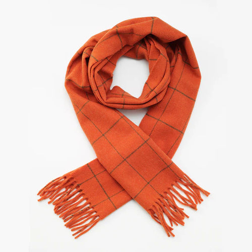 Laksen Woodland Wool Scarf, orange/green