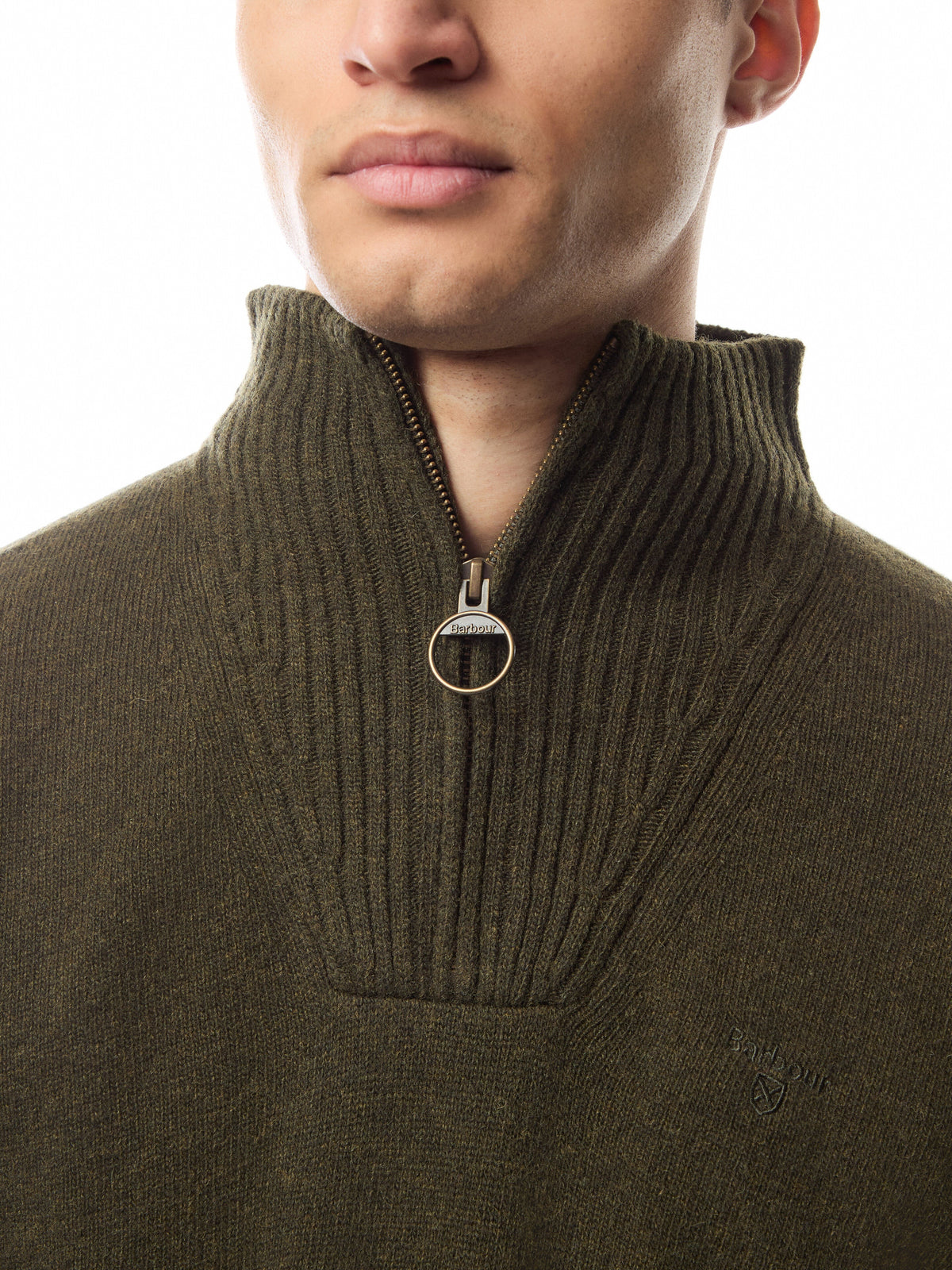 Barbour Essential Lambswool Half Zip Jumper, seaweed