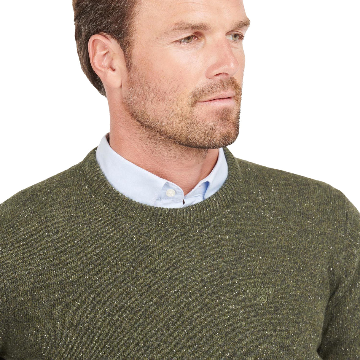 Barbour Tisbury Crew Neck Jumper, dark seaweed