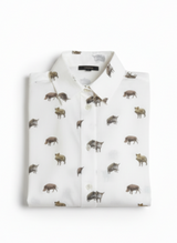 Skogen Dames Blouse Met Wilde Zwijnen, white/dark brown