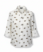 Skogen Dames Blouse Met Wilde Zwijnen, white/dark brown