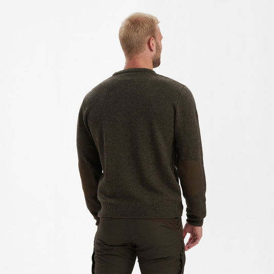 Deerhunter Sheffield Knit with O-neck, dark elm