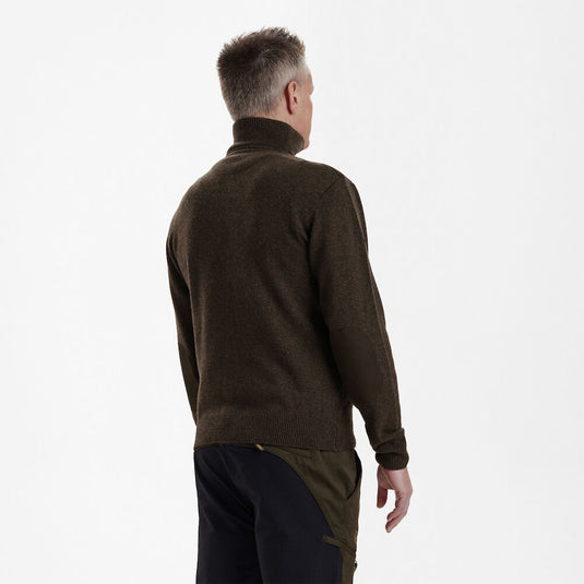 Deerhunter Sheffield Knit with zip-neck, dark elm