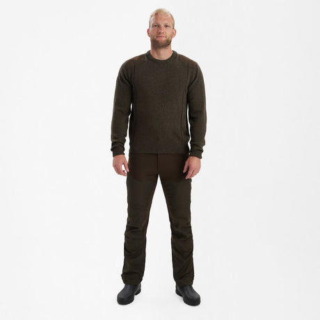 Deerhunter Sheffield Knit with O-neck, dark elm