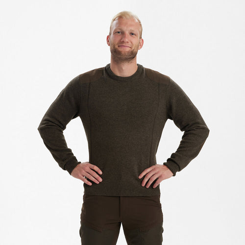 Deerhunter Sheffield Knit with O-neck, dark elm